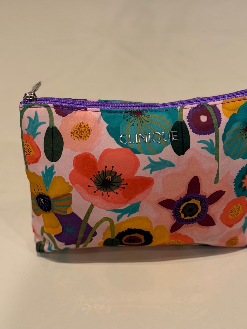 Clinique Floral Makeup Pouch with Multicolor Flowers